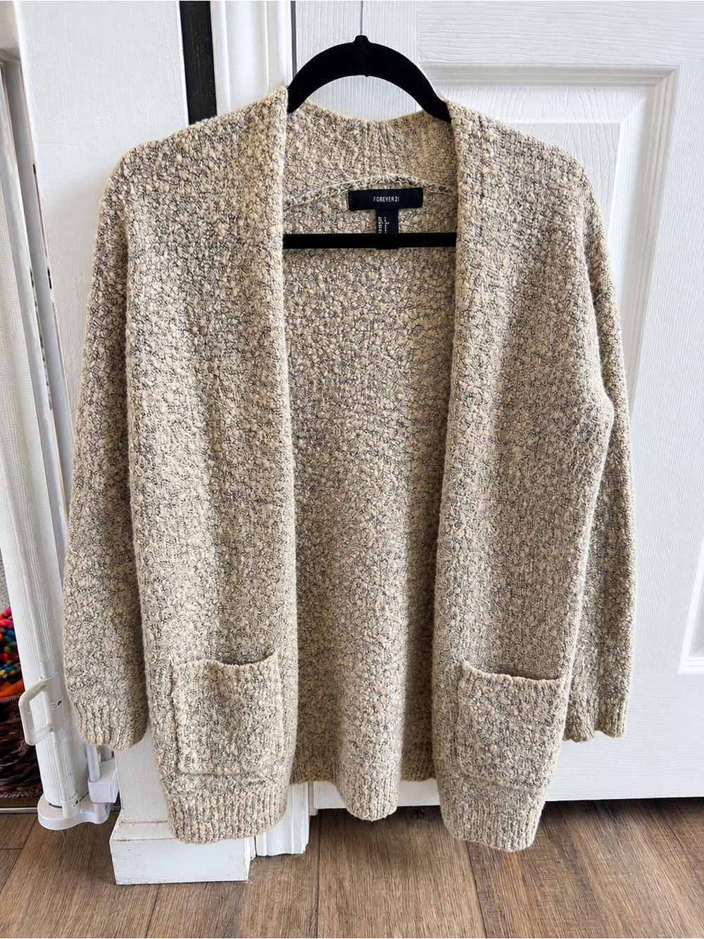 Forever 21 Beige Marled Knit Open Front Cardigan Sweater